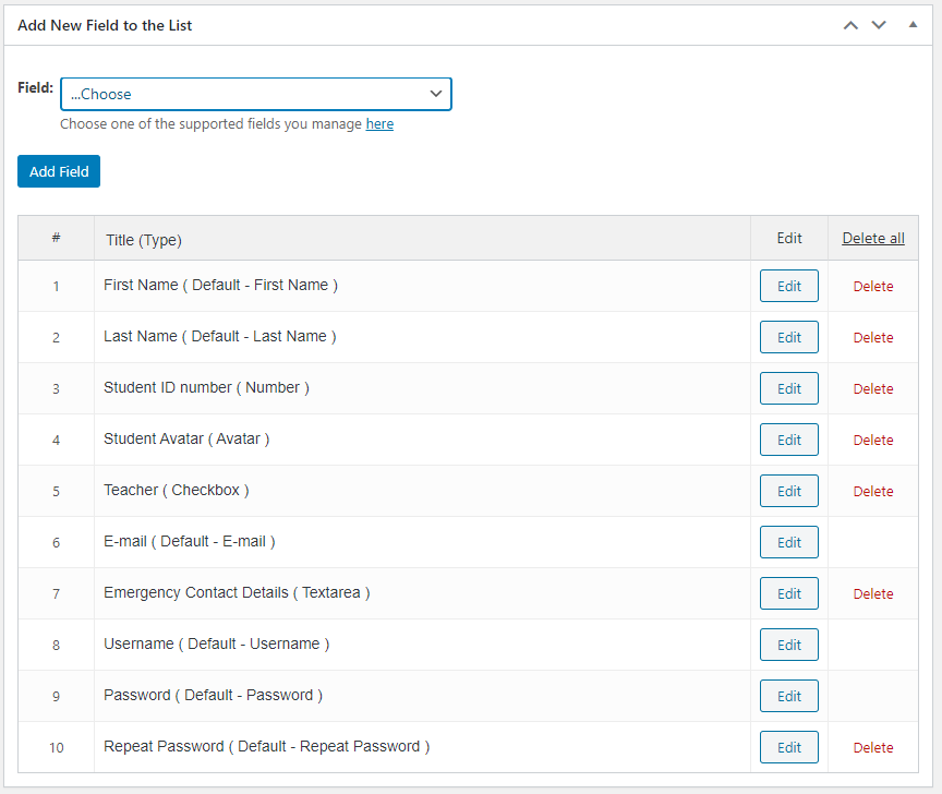 Choosing form fields