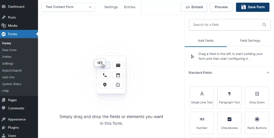 gravity forms drag and drop visual form editor