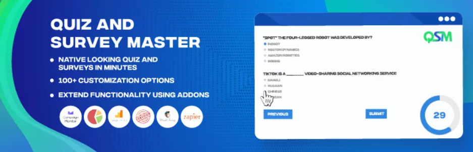 Quiz and Survey Master is one of the best WordPress exam plugins