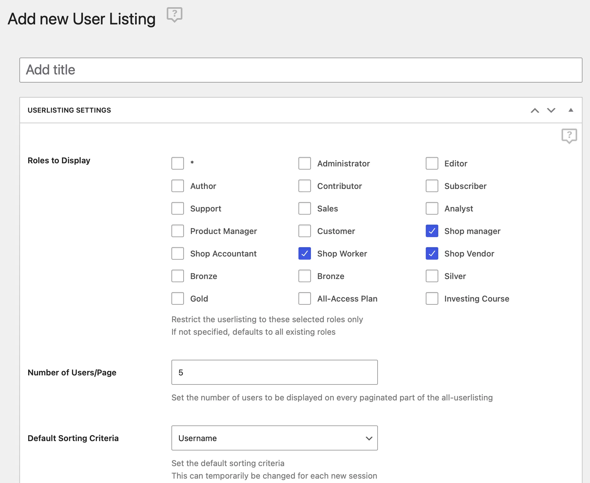 WordPress Profile Builder Pro - User listings