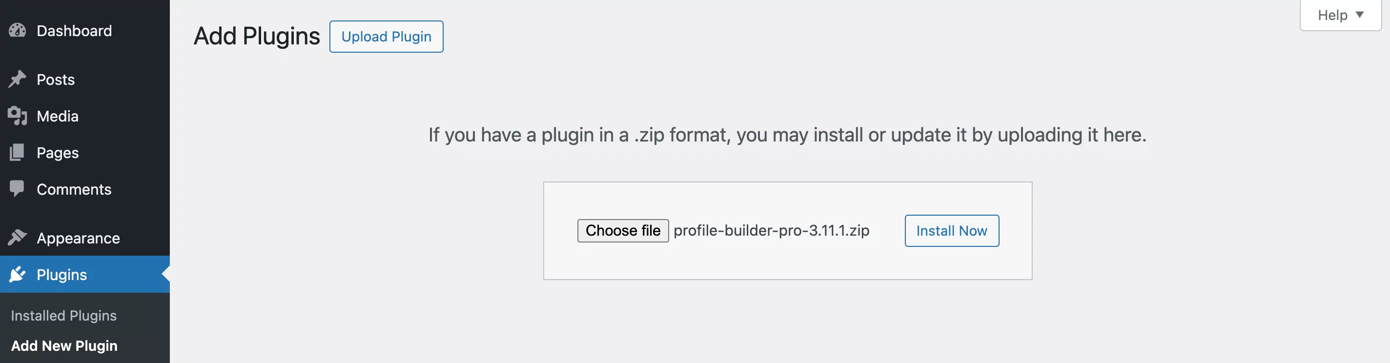 Adding a new WordPress plugin