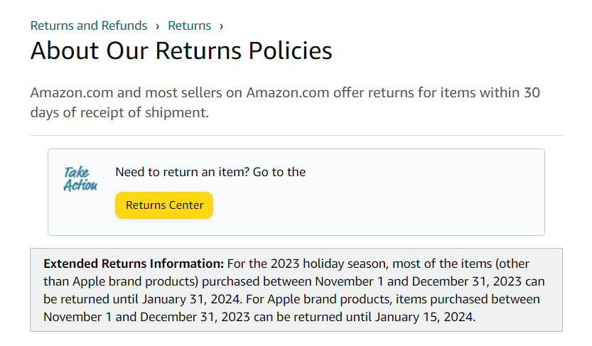 Amazon's return policy