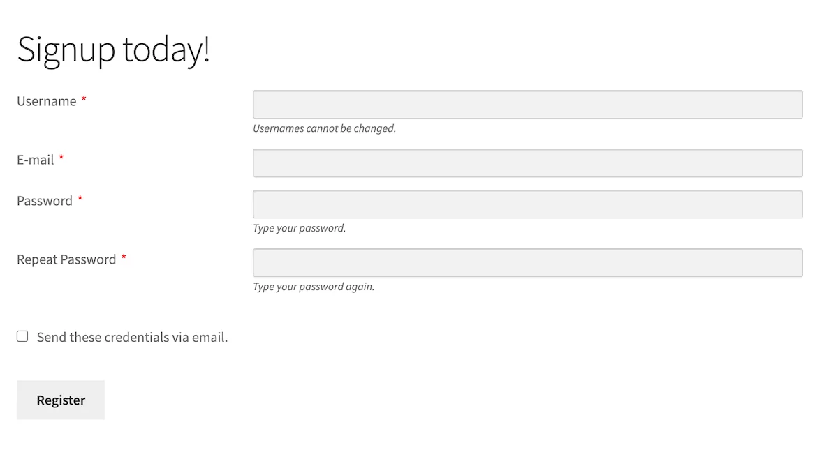 Basic signup form