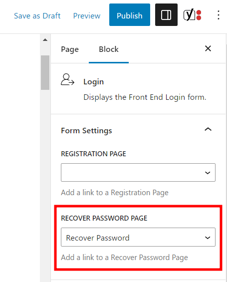 Choose a password reset page