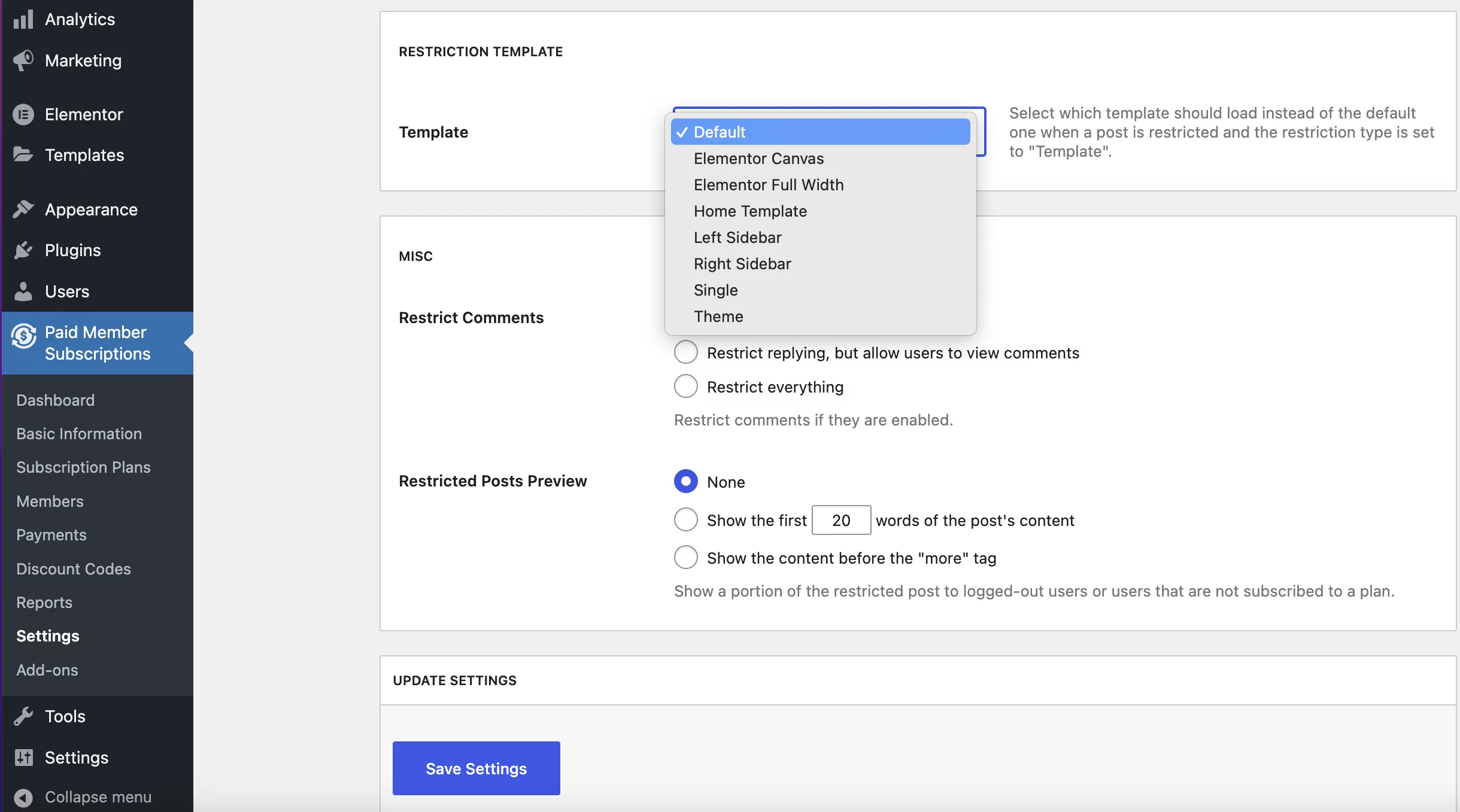 Use a Paid Member Subscriptions restriction template