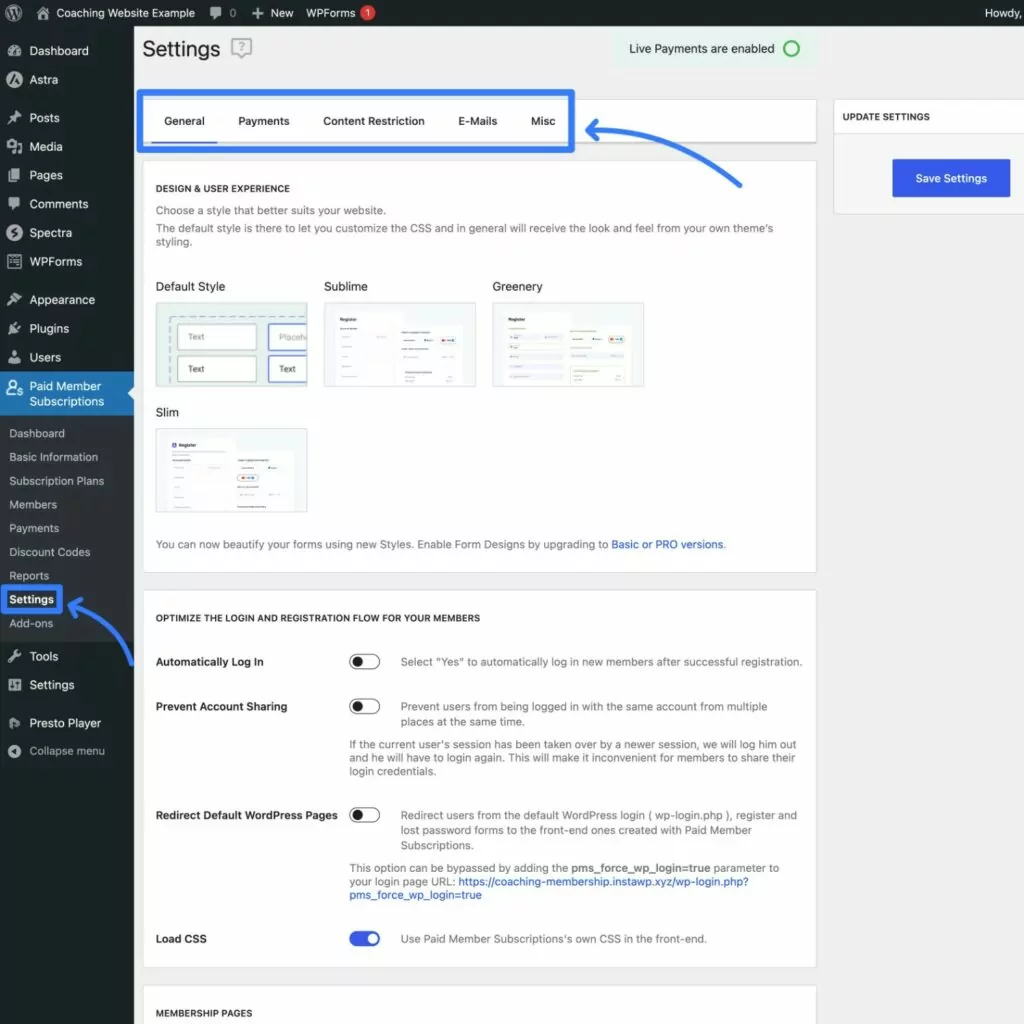 Configure PMS settings