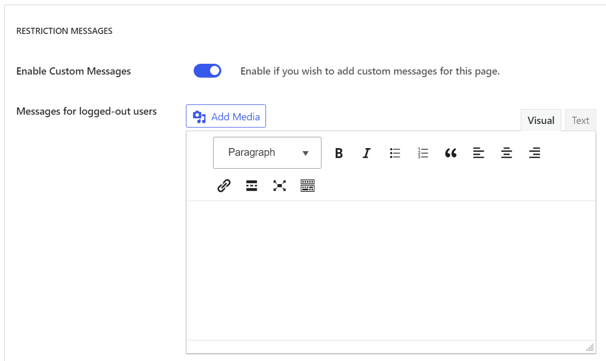 Customizing restriction message