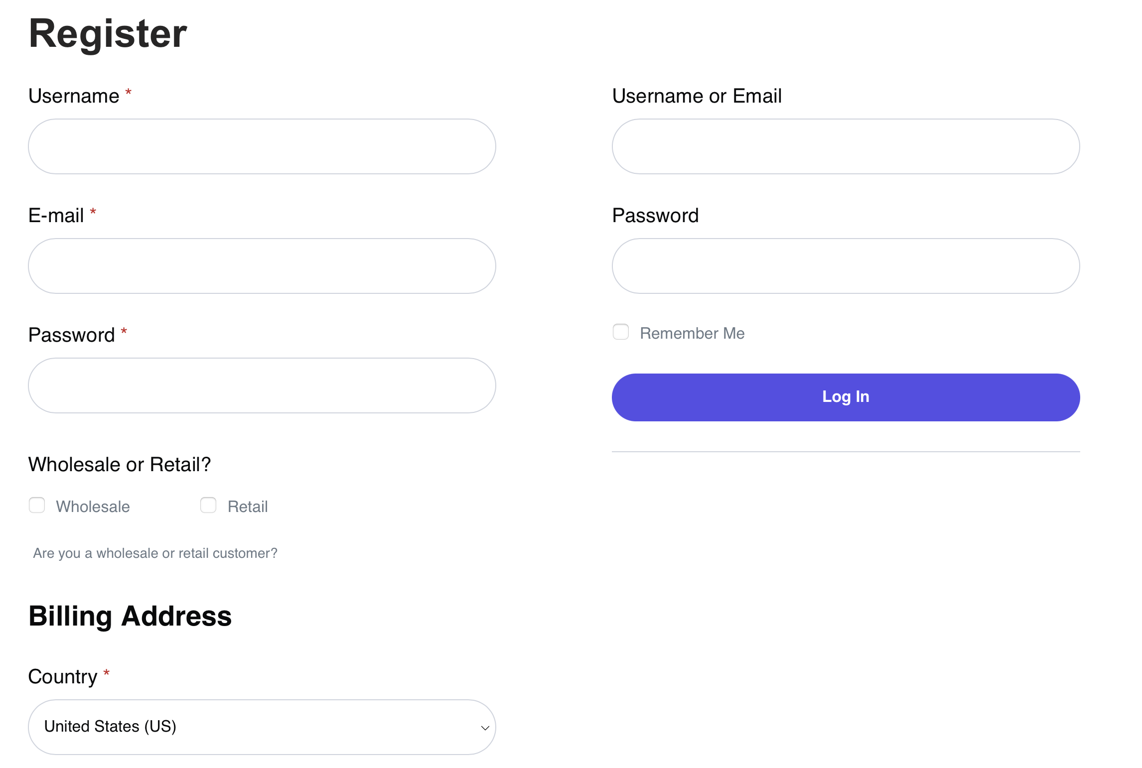 New WooCommerce registration form