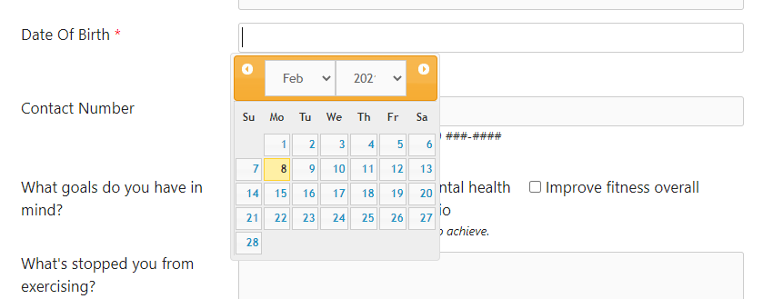 Date of birth date picker