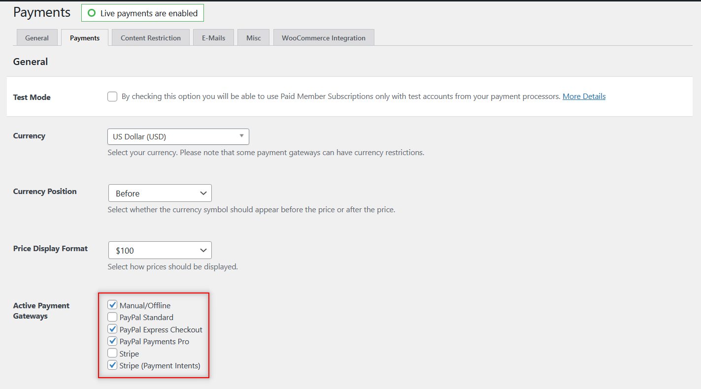 Different payment gateways