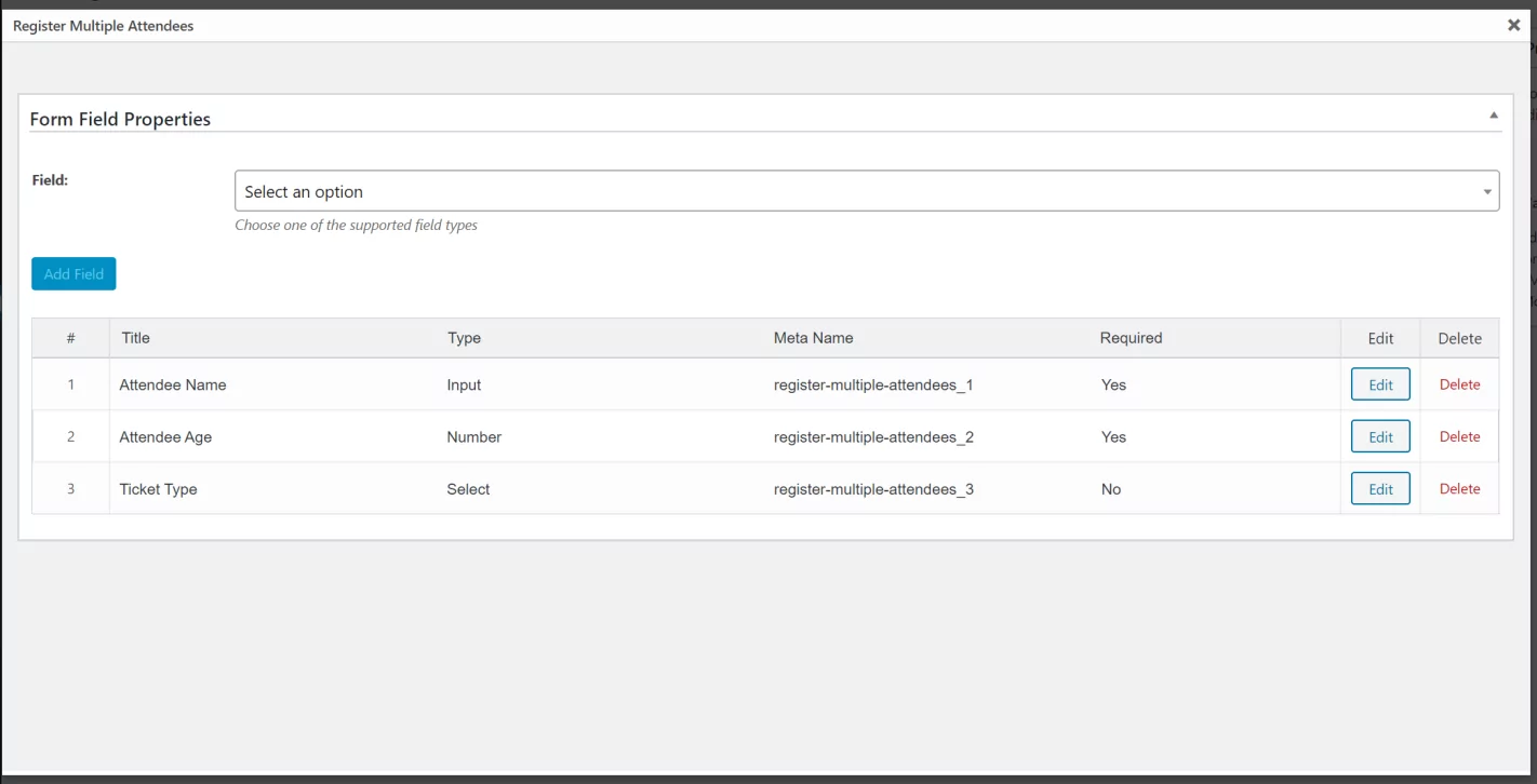 Field group settings for repeater fields