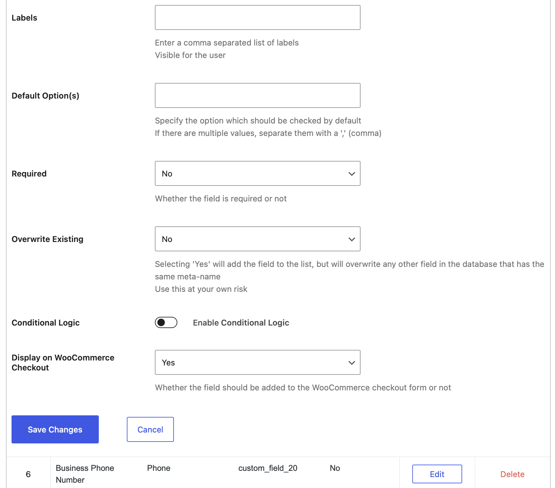 Customizing registration fields