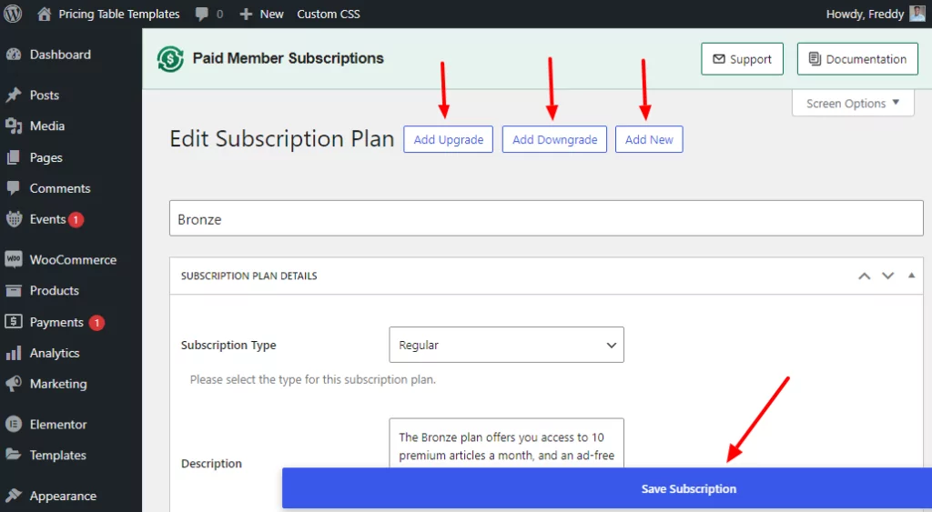 edit subscription plan