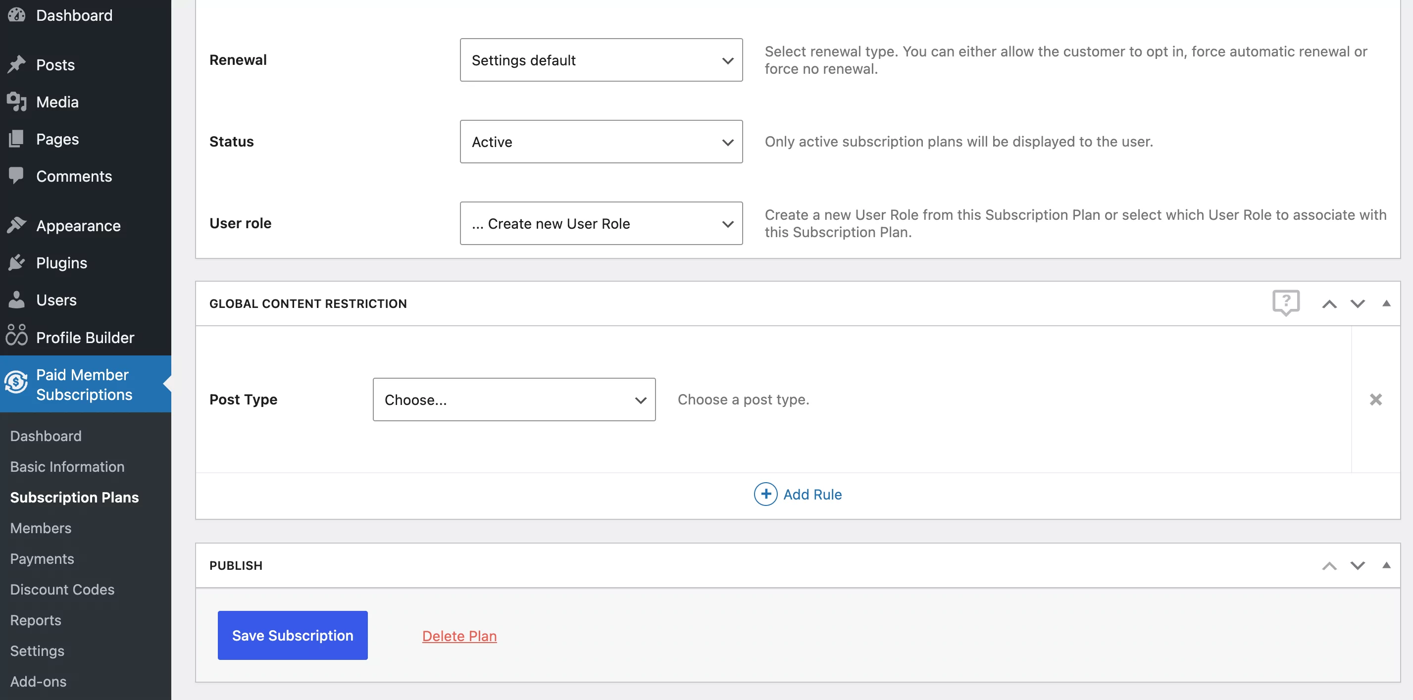 Global content restriction settings