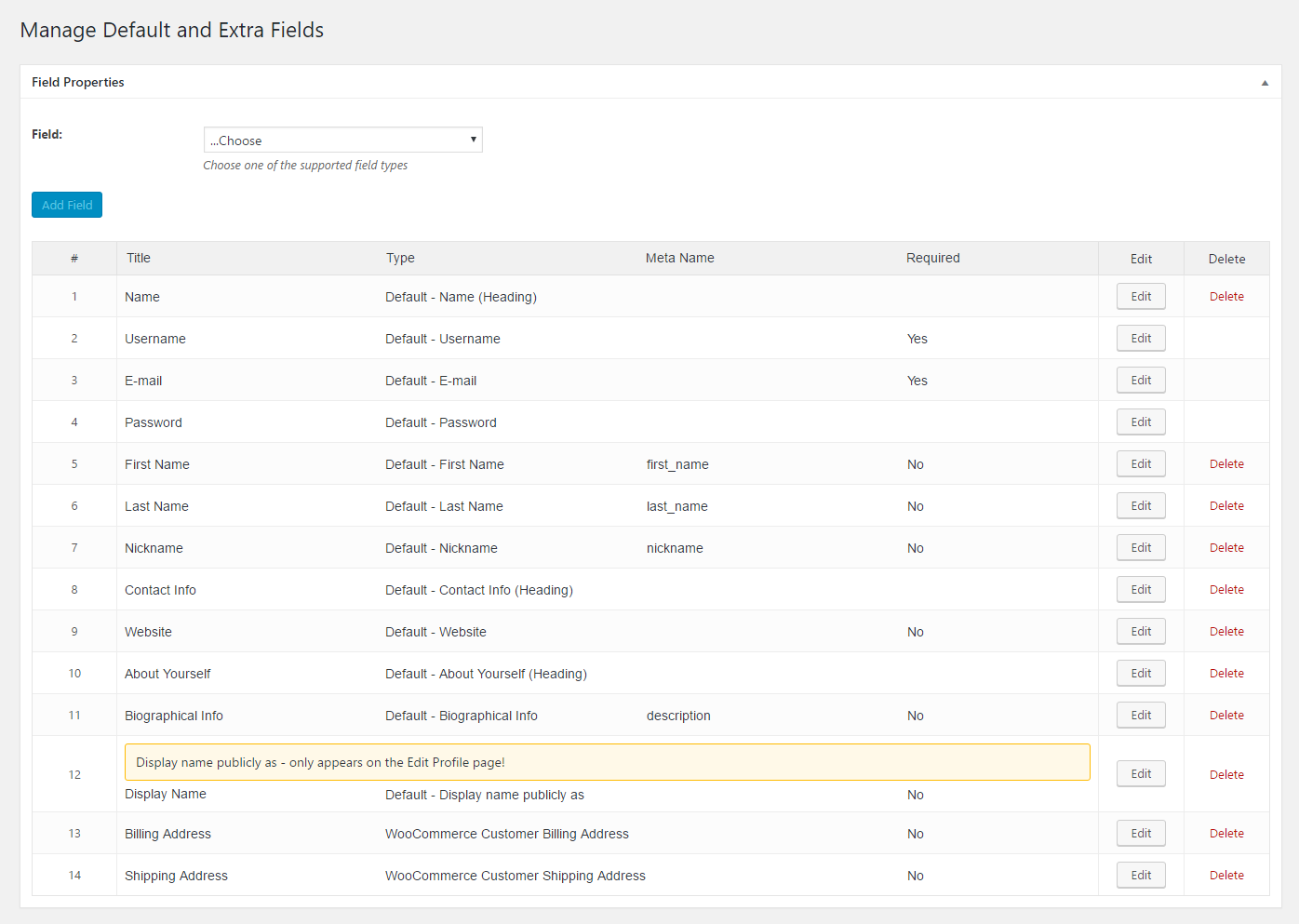 Posts Builder Form Fields Interface