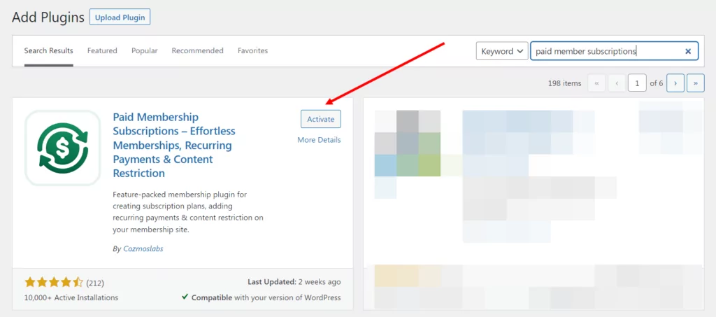 Installing Paid Member Subscriptions plugin