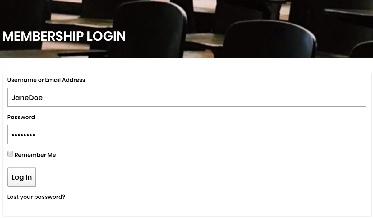 Login page