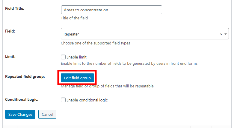 New field for repeater fields