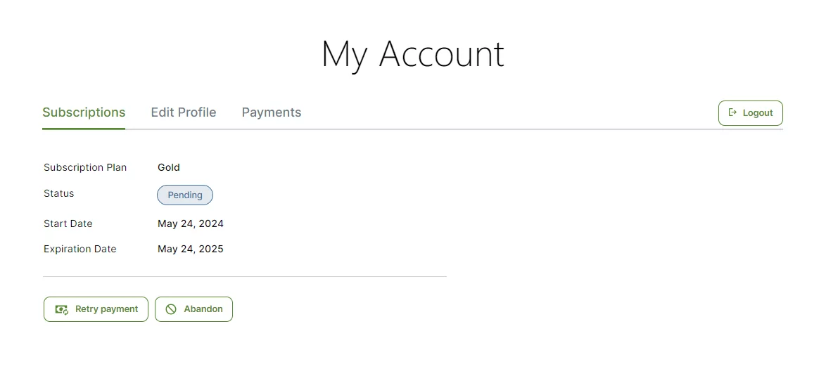 Paid Member Subscriptions Discount Codes Retry Payment Account Form Pending Payment