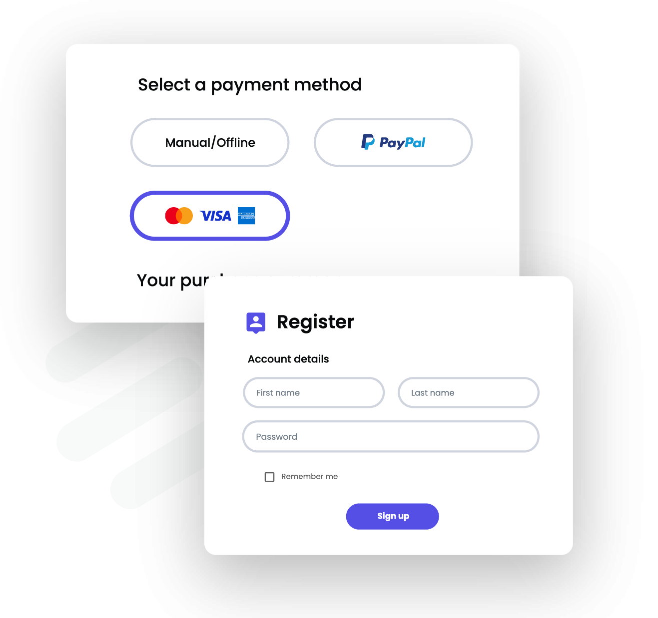 Registration forms with payments previews