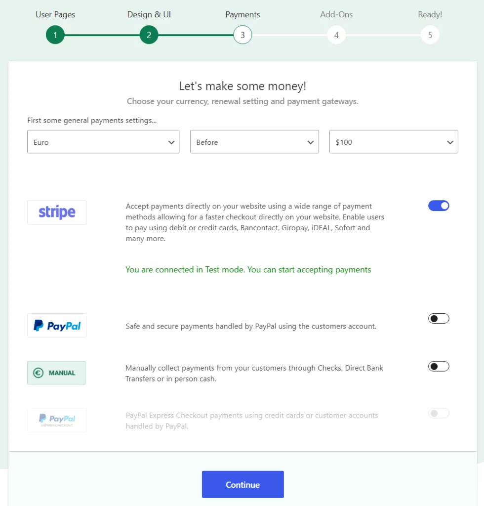 Configuring the payment methods for Paid Member Subscriptions