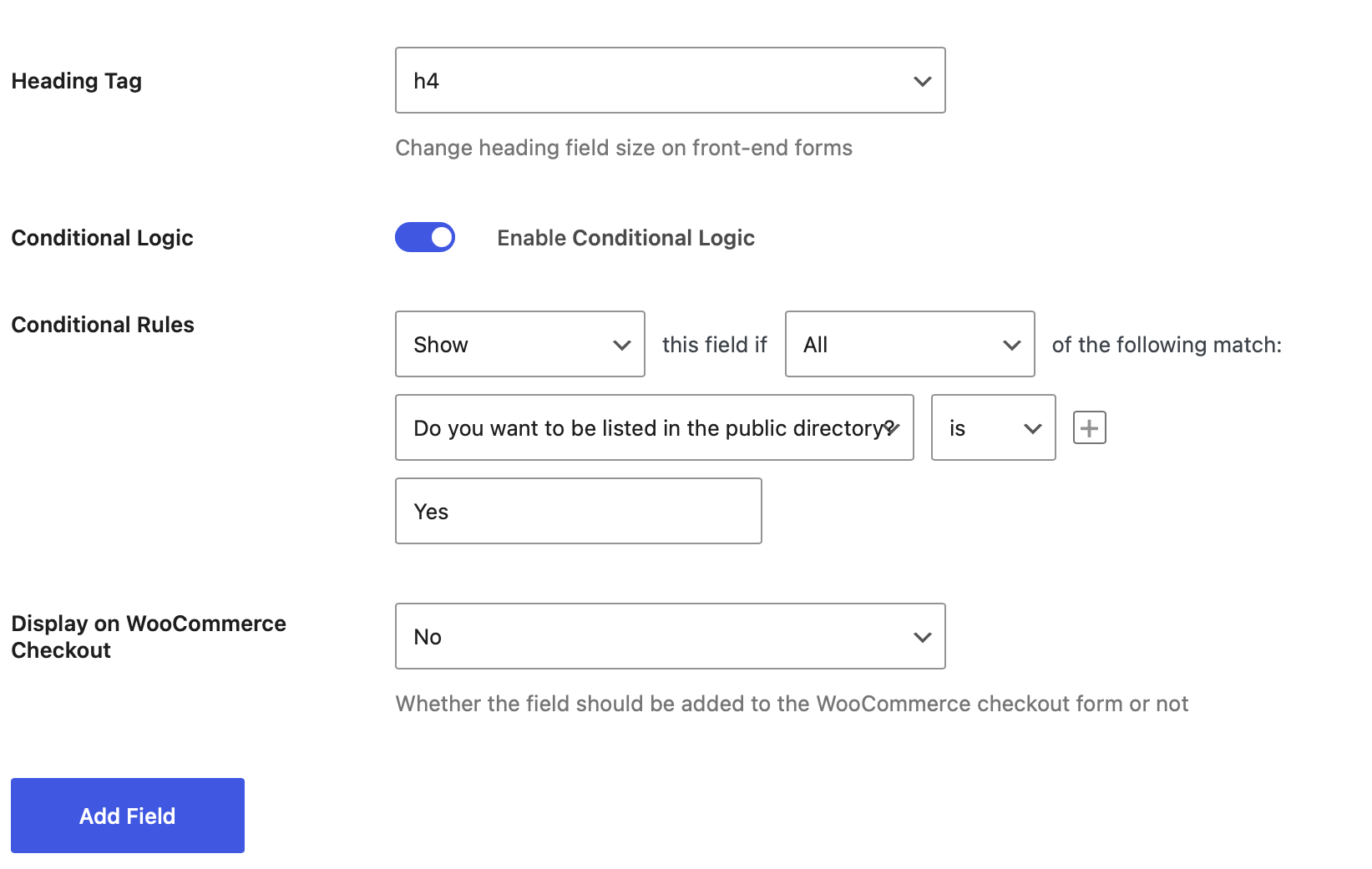 Conditional logic in Profile Builder