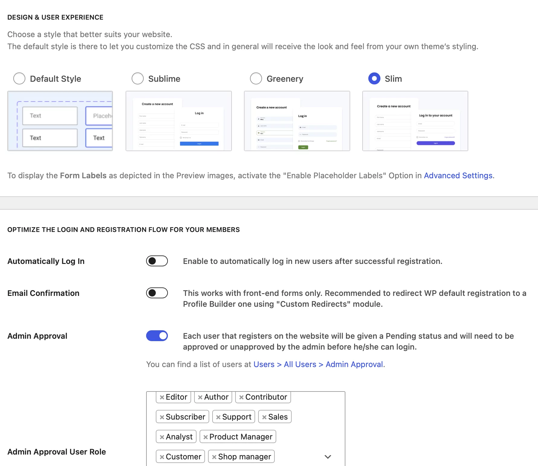 Profile Builder options as a WPForms free alternative for user registration