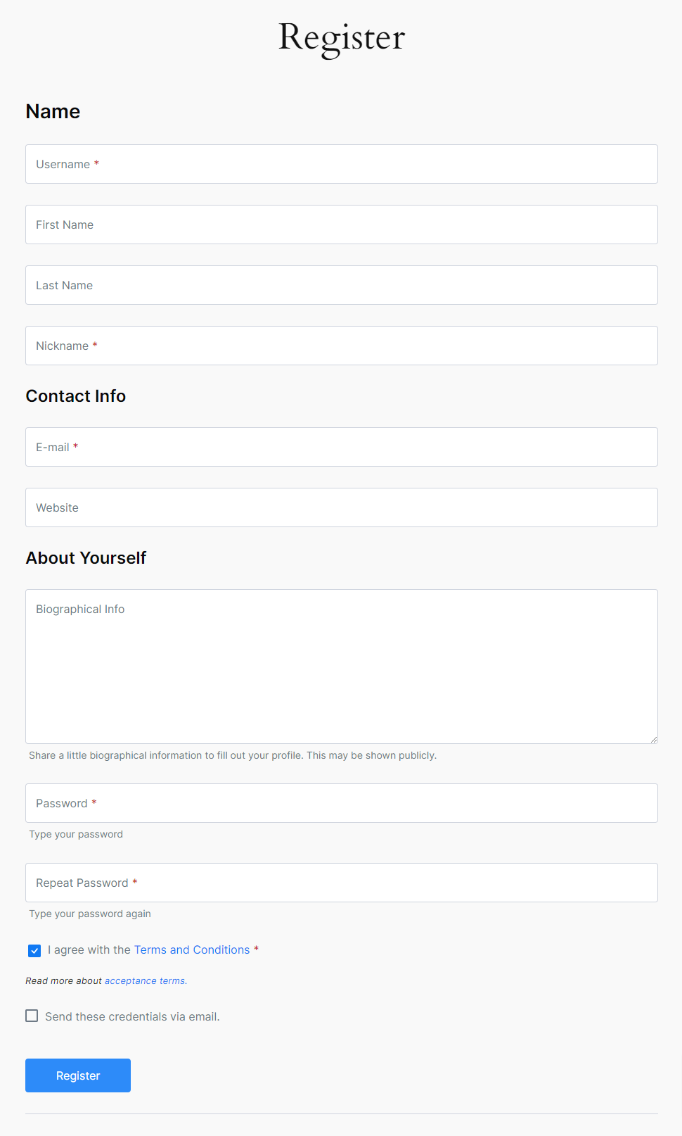 Profile Builder - Checkbox (Terms and Conditions) Field Front-End