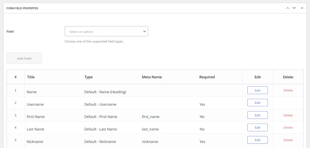 Form Fields with Profile Builder