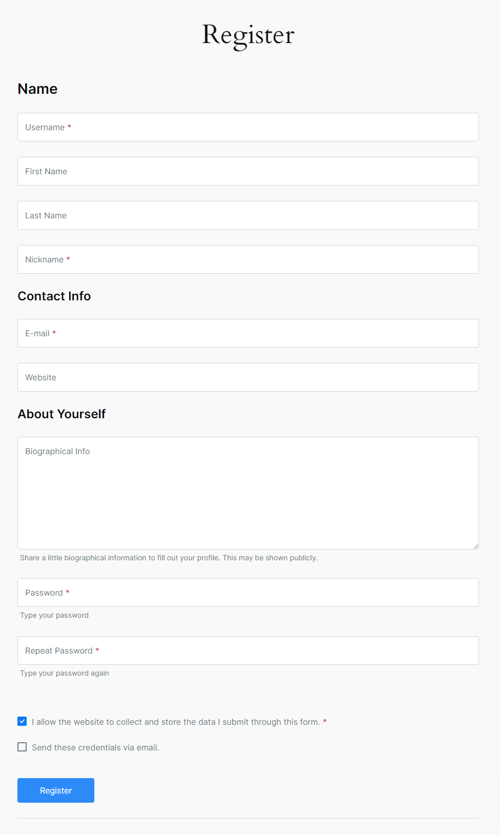 Profile Builder - GDPR Checkbox Field Front-End