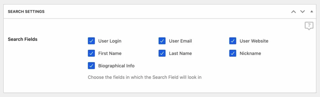 profile builder search field