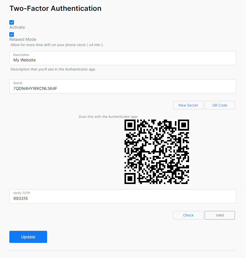 Two-Factor Authentication Edit Profile Fields