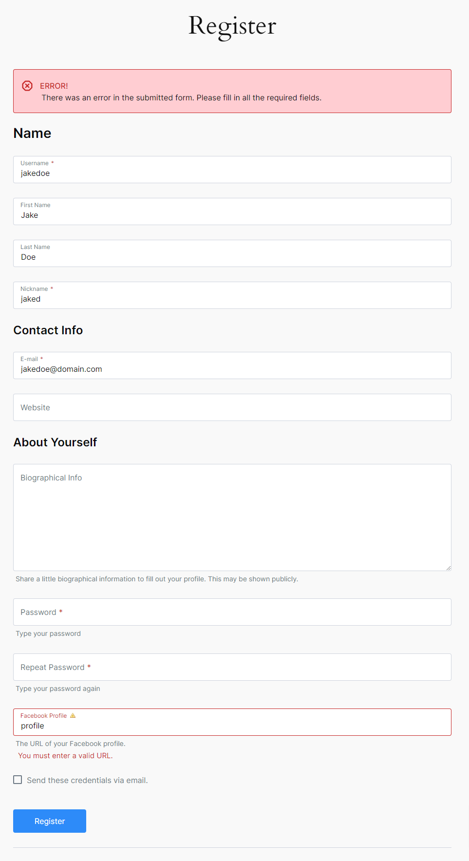 Profile-Builder-URL-Field-Invalid-Format-Front-End