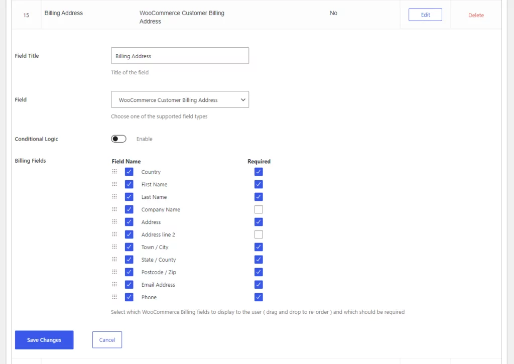 Profile Builder - WooCommerce Sync - Edit Billing Fields