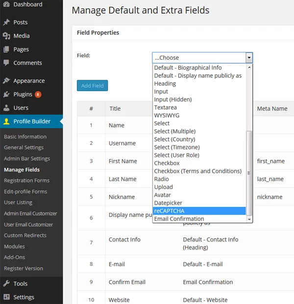 reCAPTCHA-Manage_fields