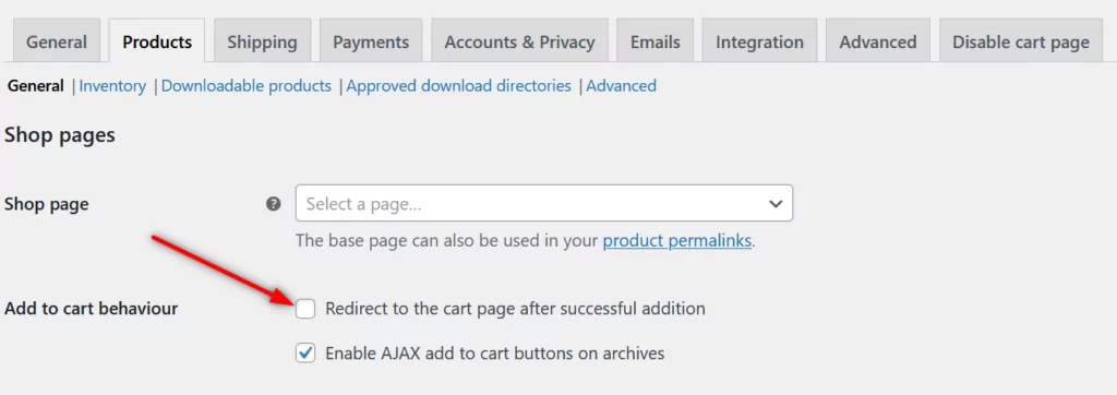 Using WooCommerce settings to skip cart