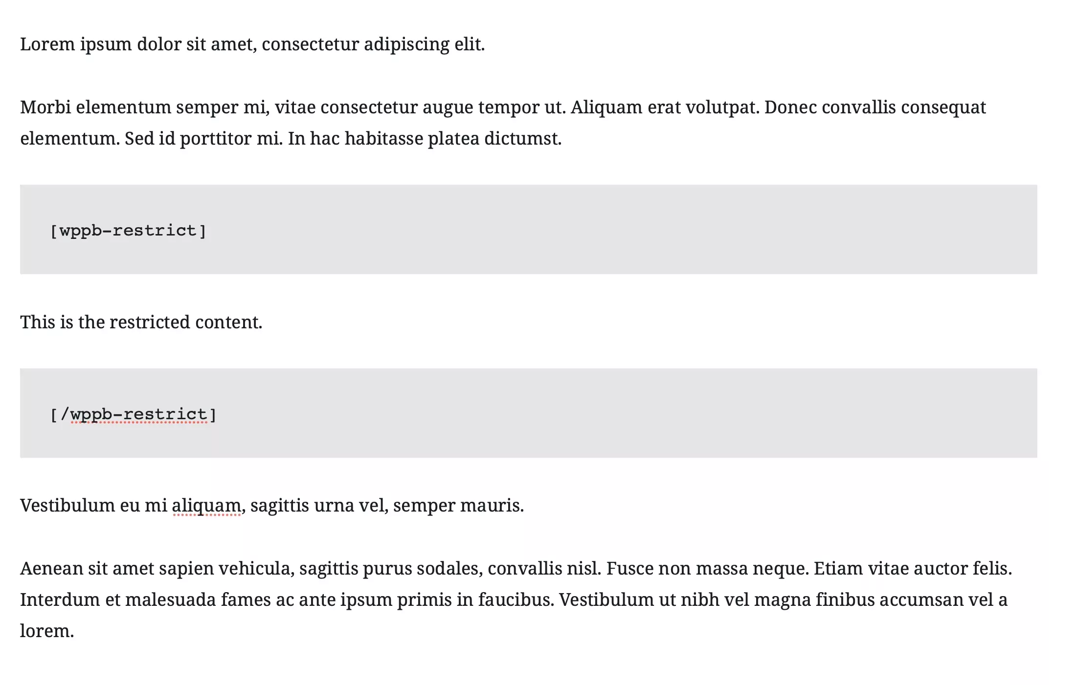 restricting content with a shortcode