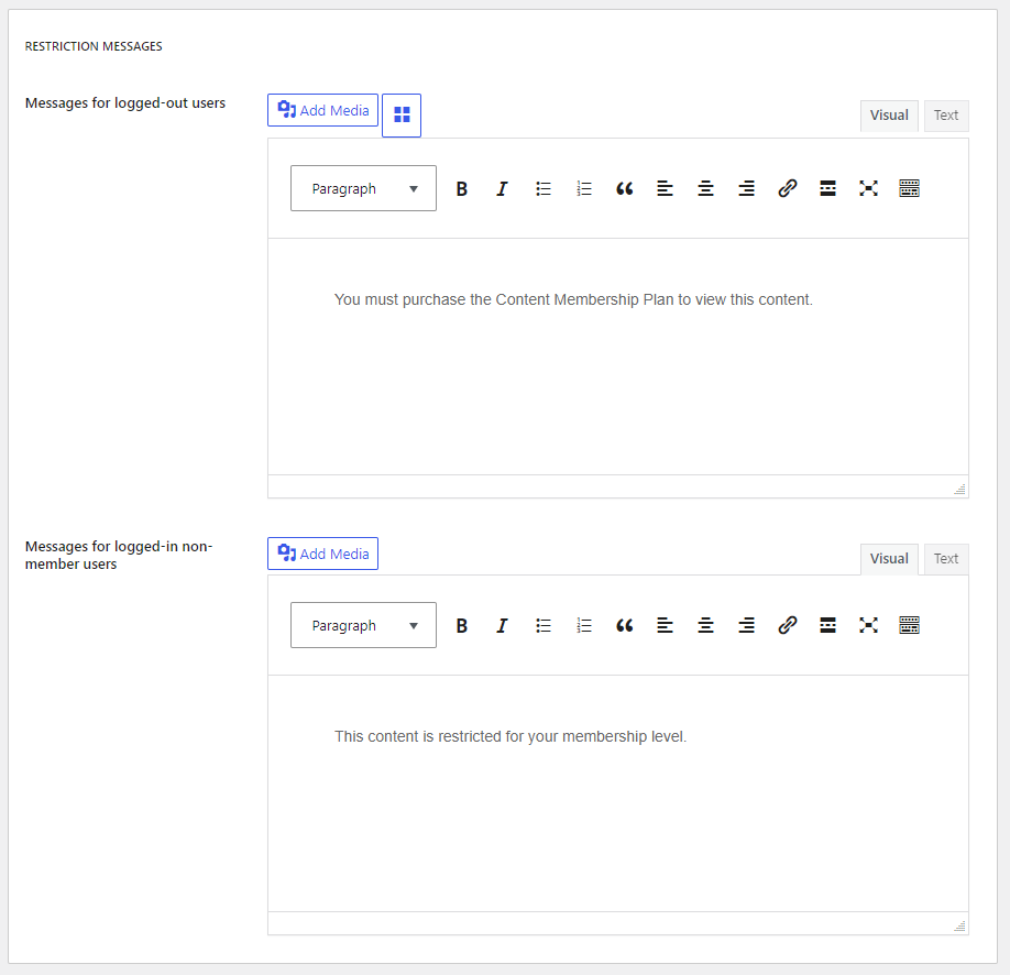 Customize restriction messages