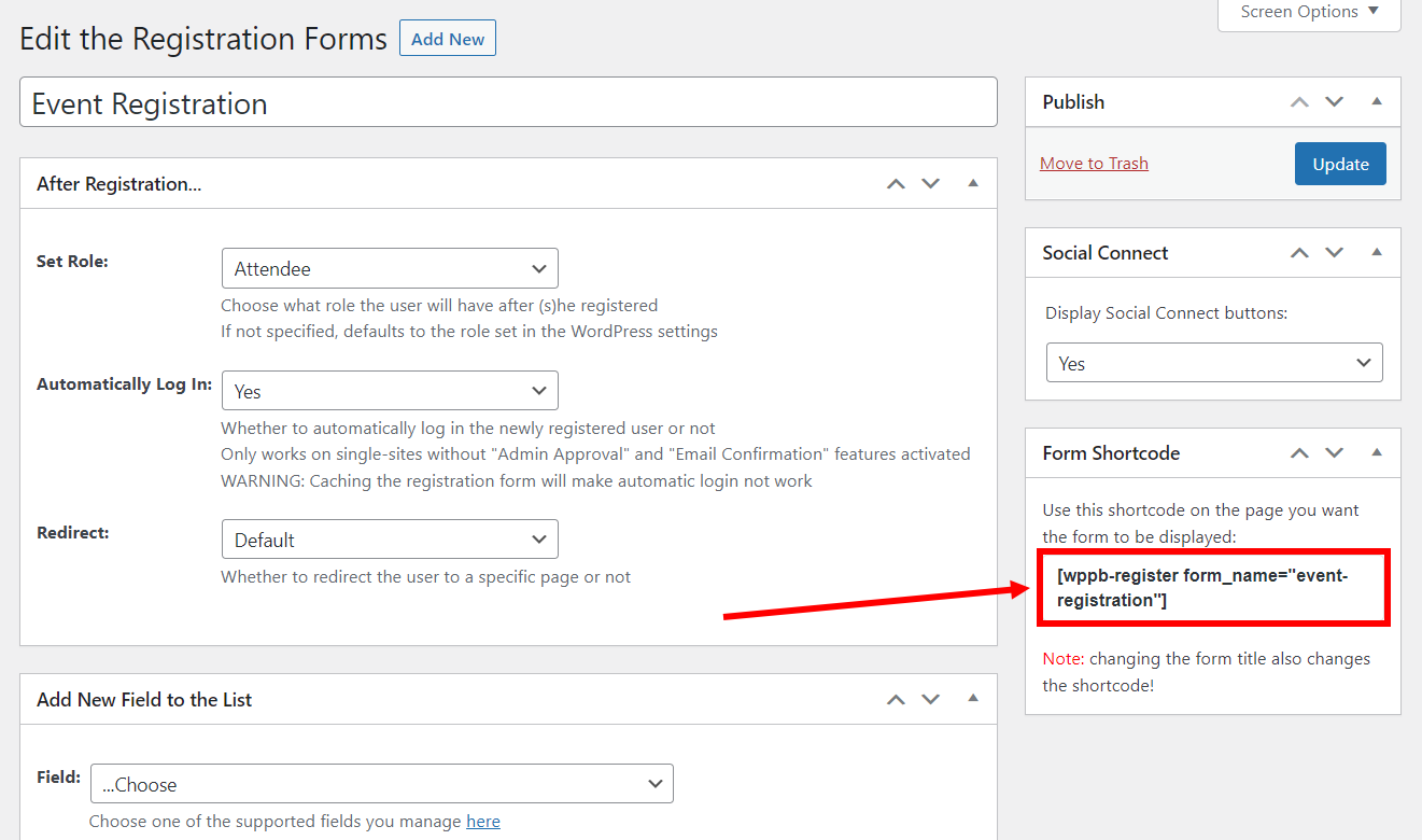 WordPress Event Registration Form Shortcode