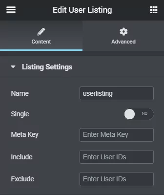 Userlisting Widget