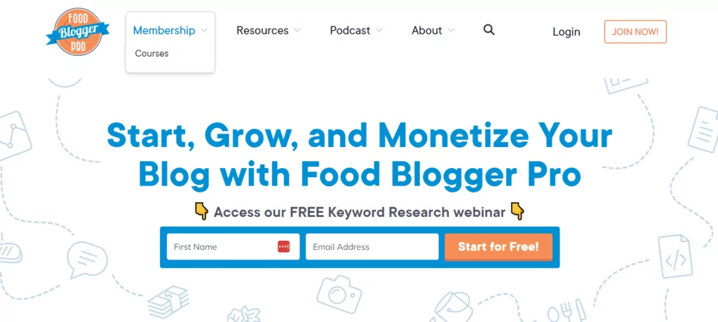 Membership Website Example: Food Blogger Pro - successful membership website for food bloggers