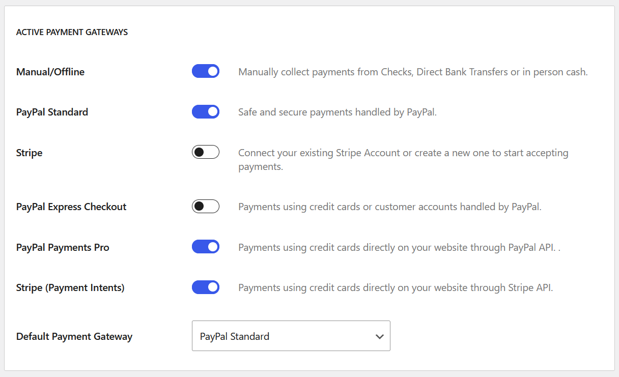 All PayPal payment gateways