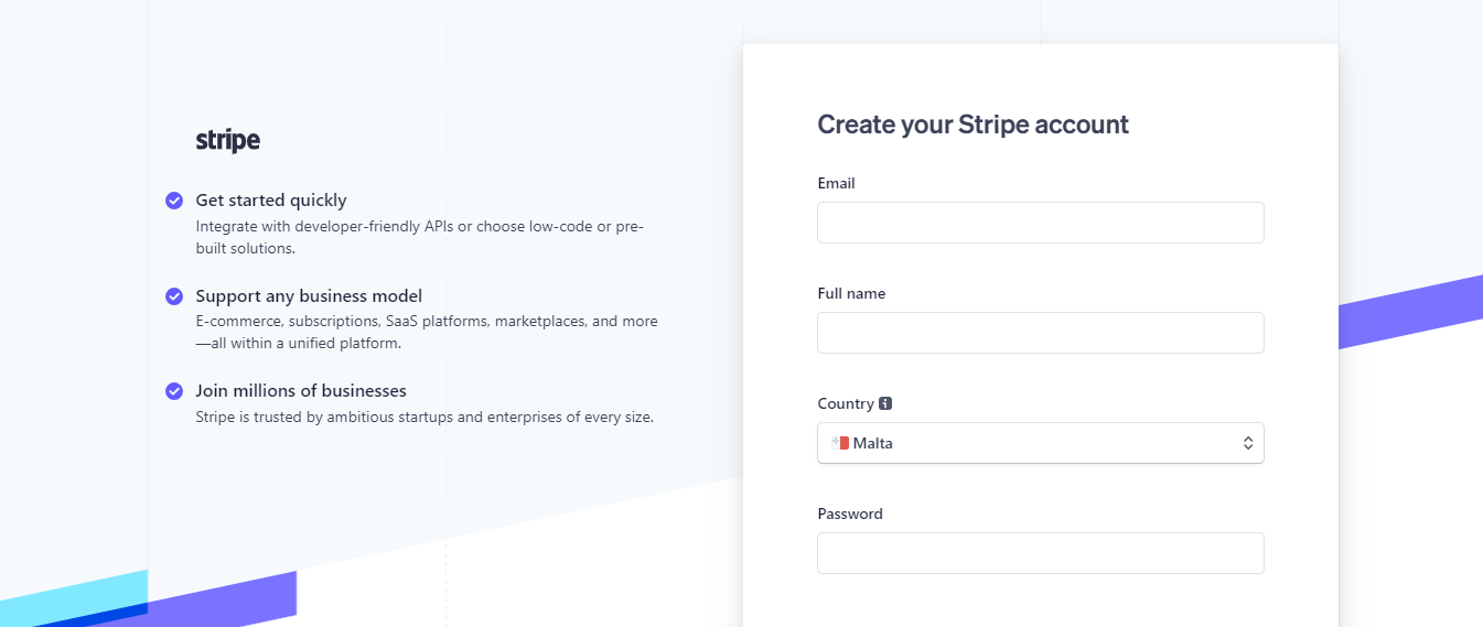 Creating a Stripe account