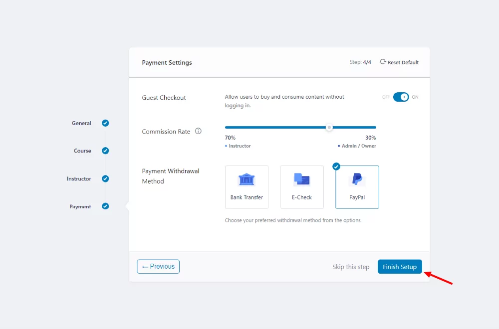 tutor lms setup wizard payment settings