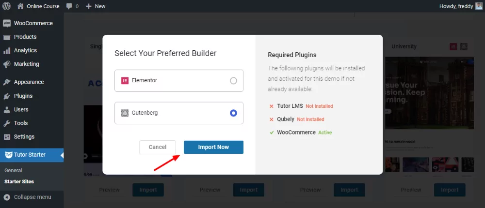 tutorstarter demo importer