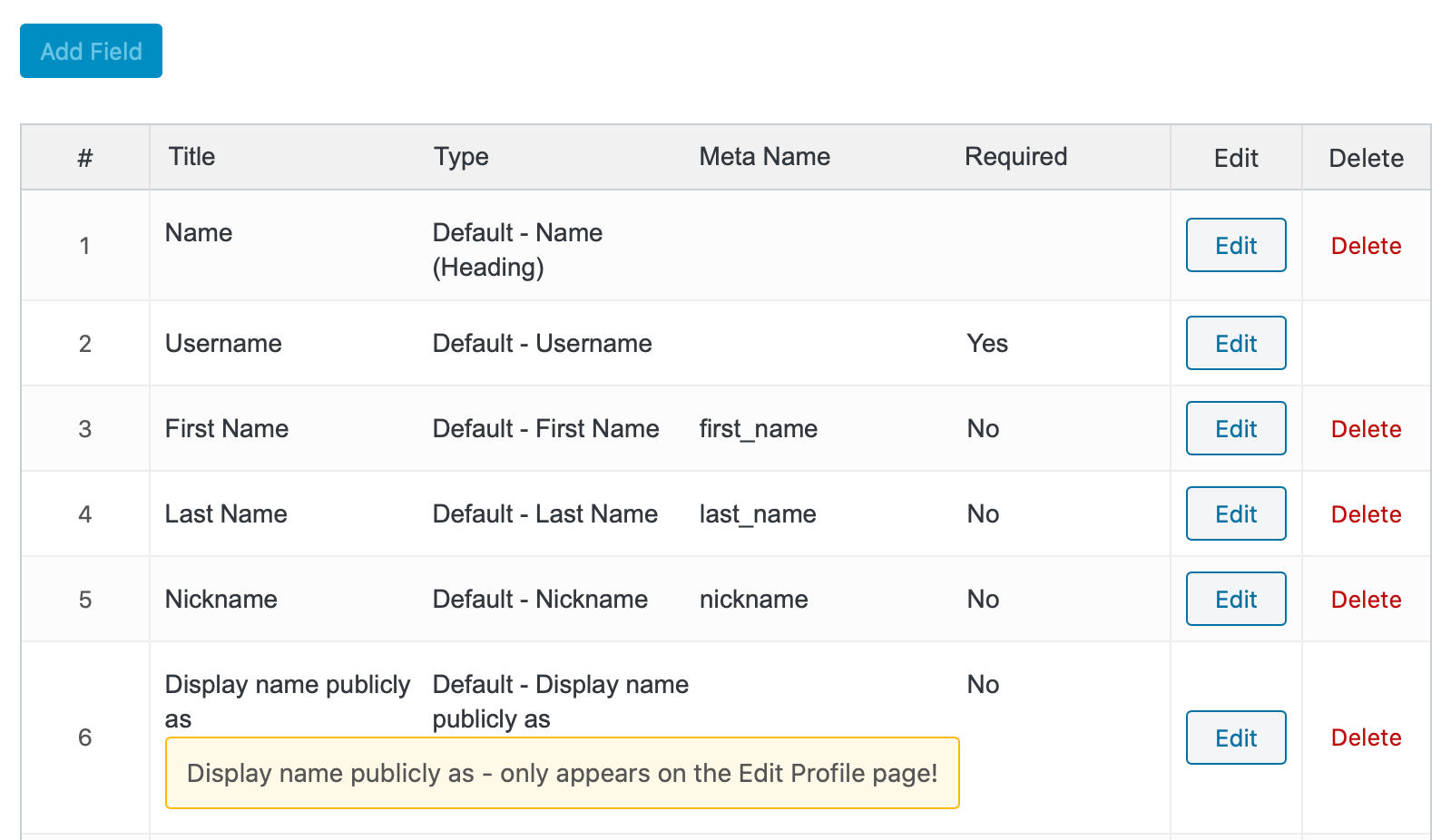 Profile Builder's form fields editor