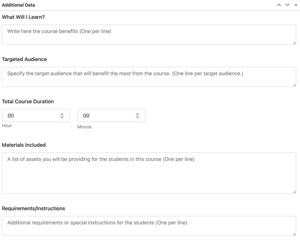 Tutor LMS Additional Data