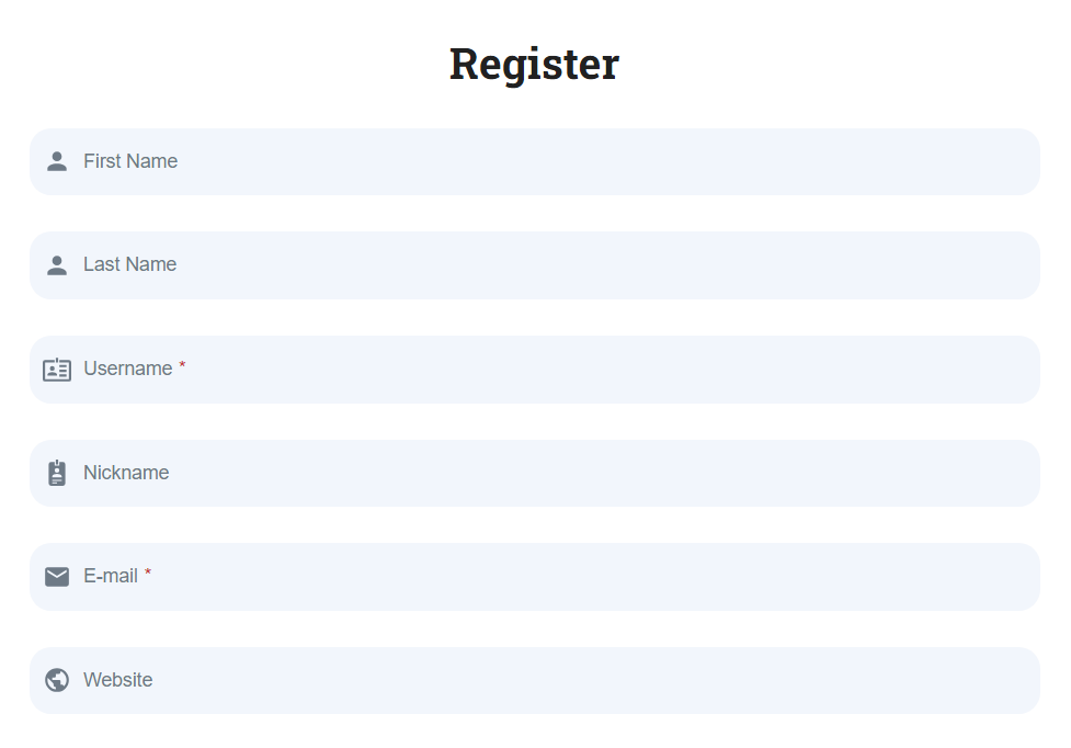 A user registration form