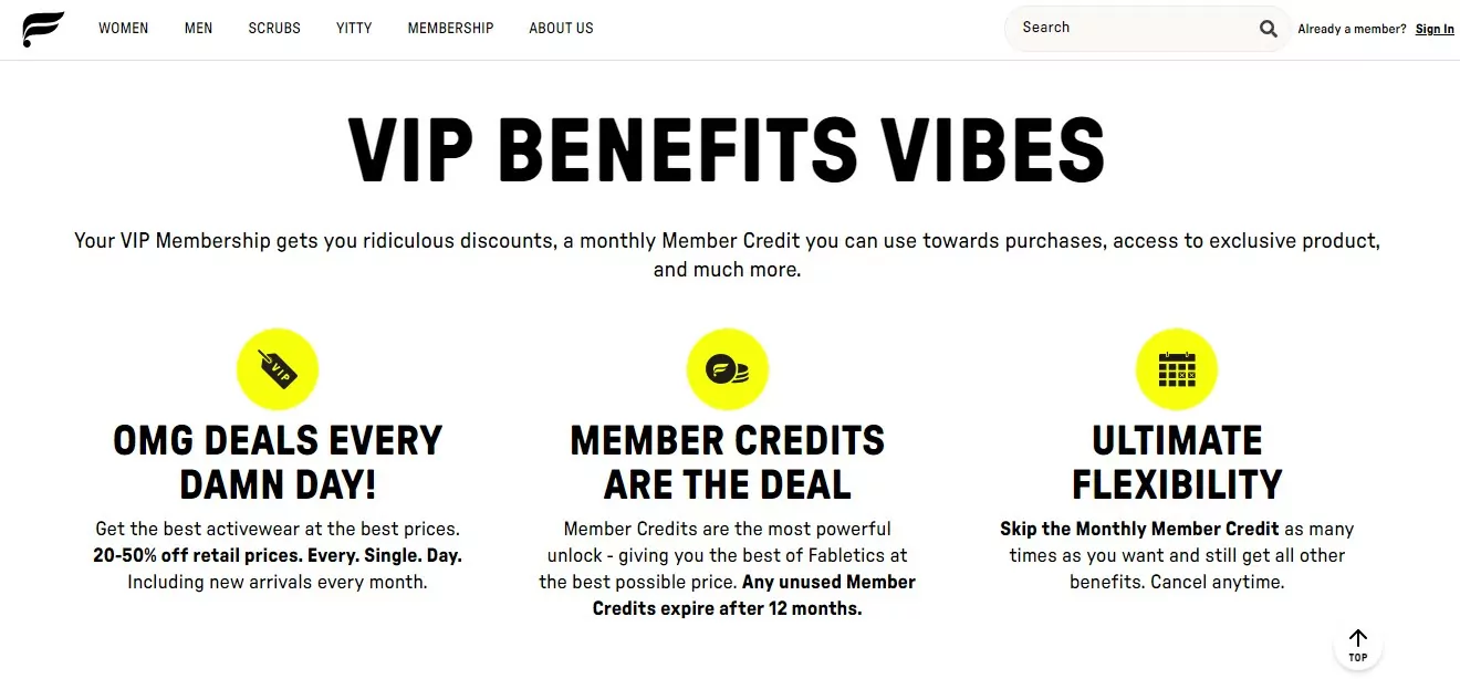 VIP membership example