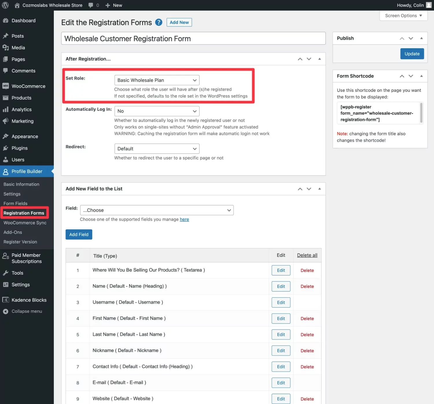 How to create a custom registration form